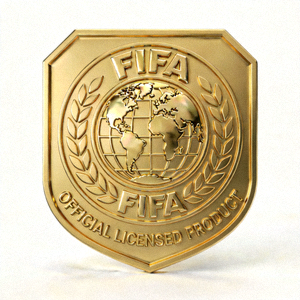 国际足联官方认证标志，金色徽章样式